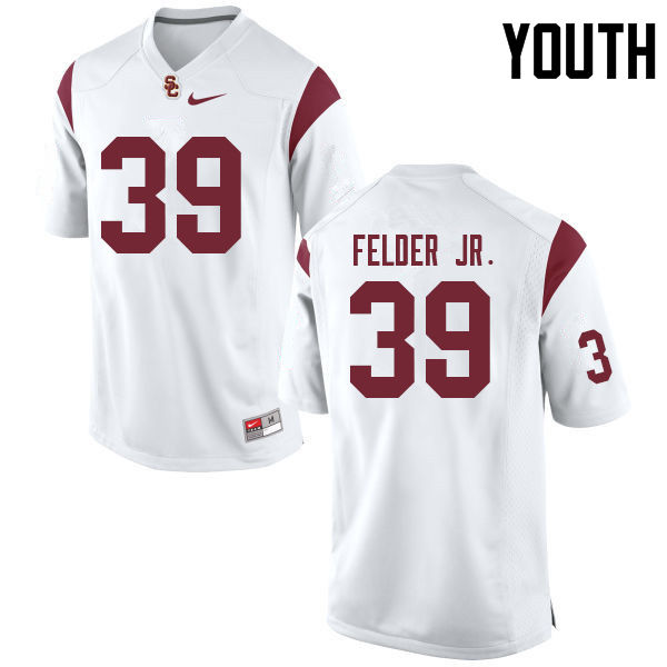 Youth #39 Howard Felder Jr. USC Trojans College Football Jerseys Sale-White - Click Image to Close